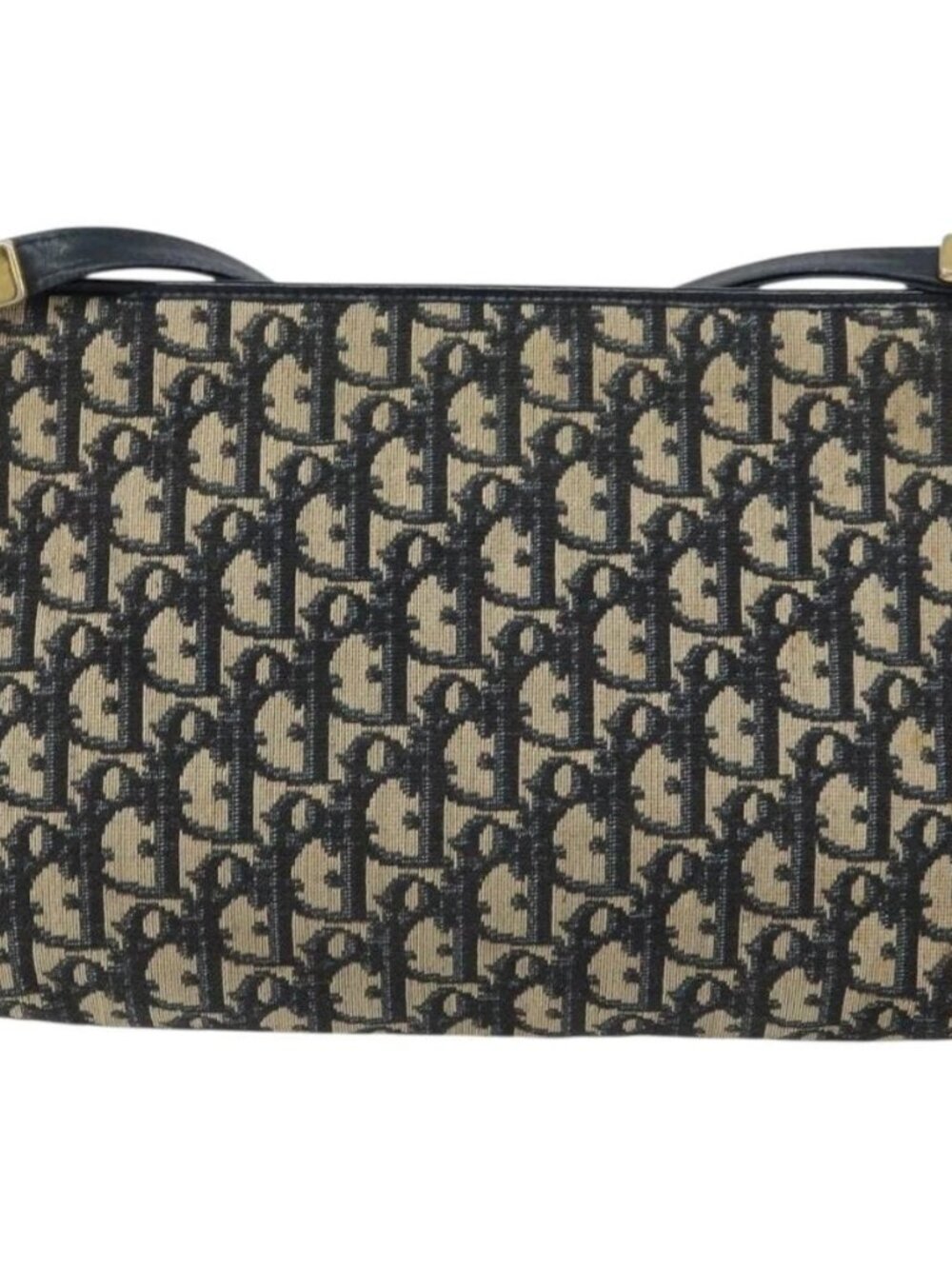 Christian Dior Trotter Canvas Shoulder Bag Navy Gold Auth 157344 - Picture 3 of 16